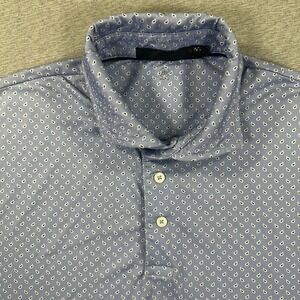 RLX Ralph Lauren Golf Polo Shirt Mens M Blue Paisley Print Performance Western